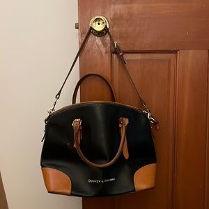 Dooney & Bourke | black + cognac satchel with leather trim